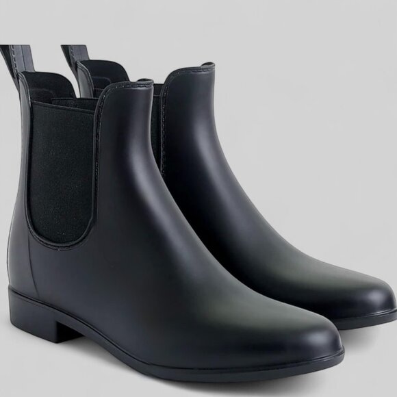 NIB JCrew Mercantile Chelsea Ankle Rain Boots Woman's sz 11 Black Lug Sole - Picture 1 of 13